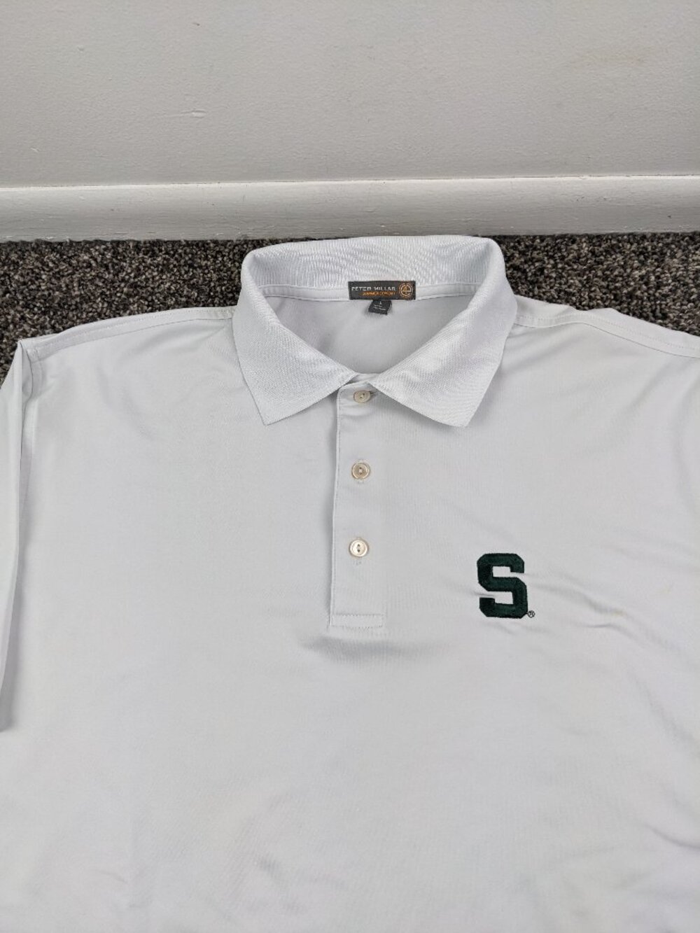 Michigan State Spartans Polo Shirt Peter Millar Summer Comfort Mens Large *Flaw
